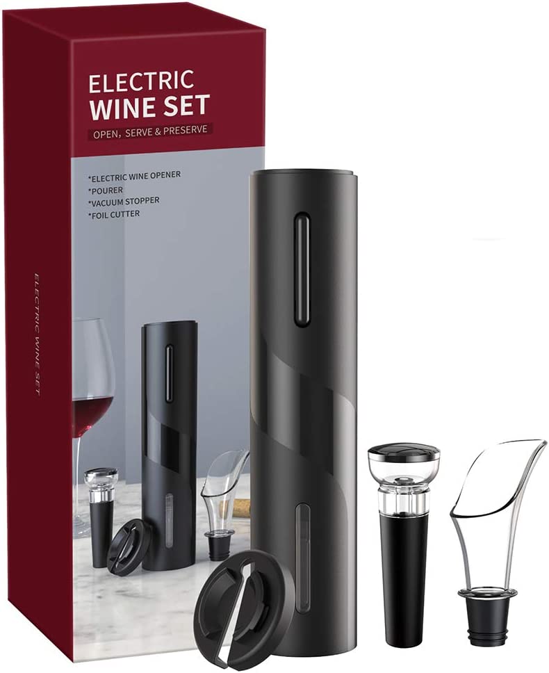 Abridor de Vinho Elétrico Premium Castiliani, com kit completo incluindo cortador de rótulo, aerador e rolha de preservação