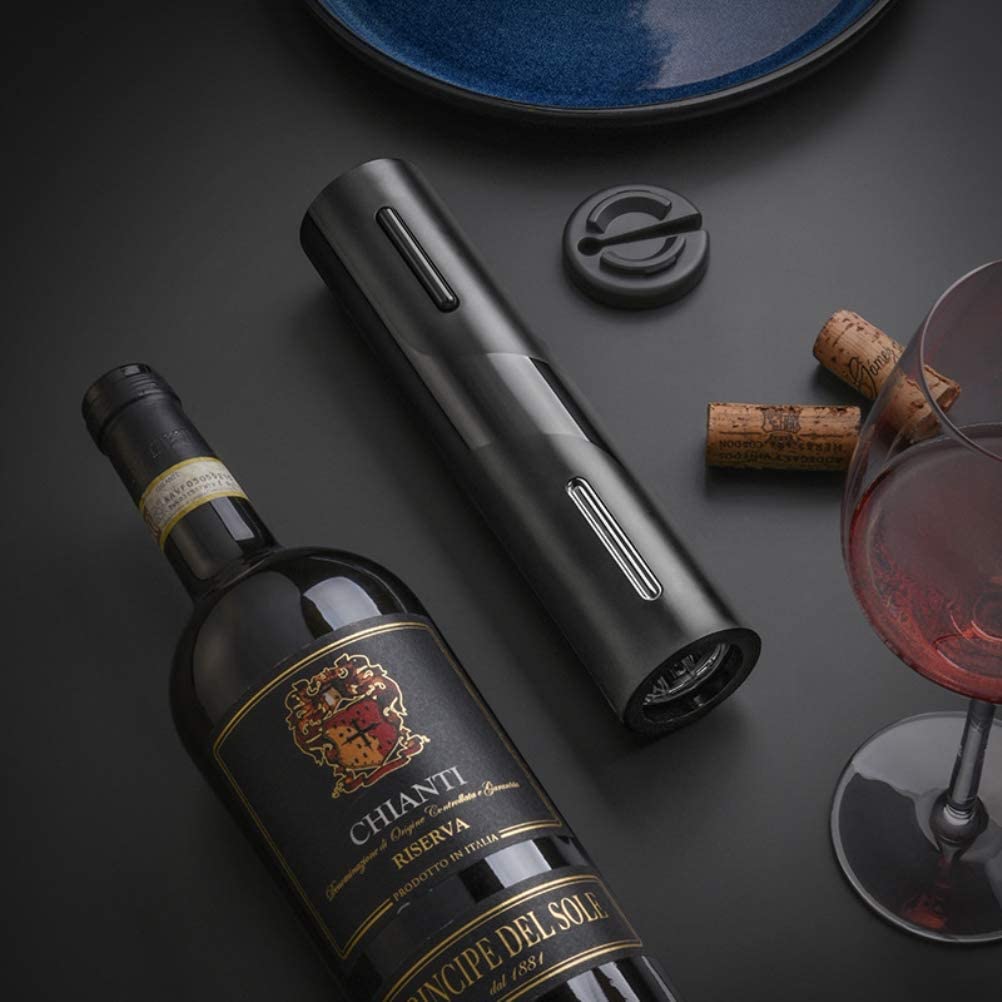 Abridor de Vinho Elétrico Premium Castiliani, com kit completo incluindo cortador de rótulo, aerador e rolha de preservação