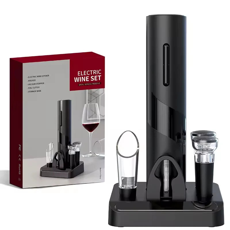 Abridor de Vinho Elétrico Premium Castiliani, com kit completo incluindo cortador de rótulo, aerador e rolha de preservação