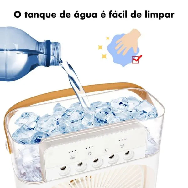 Mini Ventilador e Umidificador de Ar Portátil Castiliani, ideal para frescor e umidificação em qualquer lugar