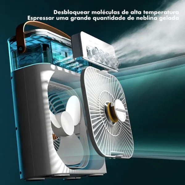 Mini Ventilador e Umidificador de Ar Portátil Castiliani, ideal para frescor e umidificação em qualquer lugar