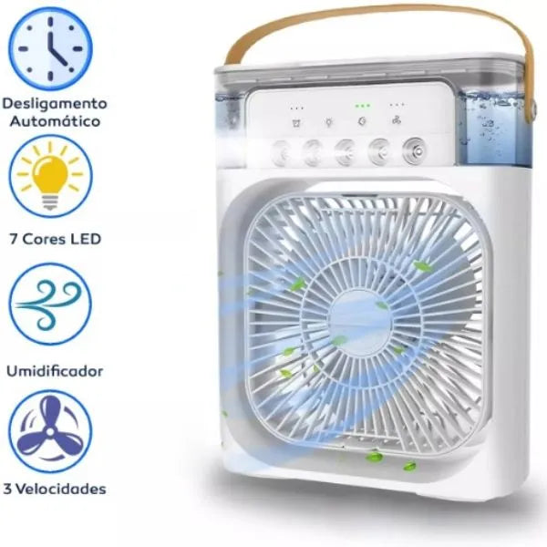 Mini Ventilador e Umidificador de Ar Portátil Castiliani, ideal para frescor e umidificação em qualquer lugar