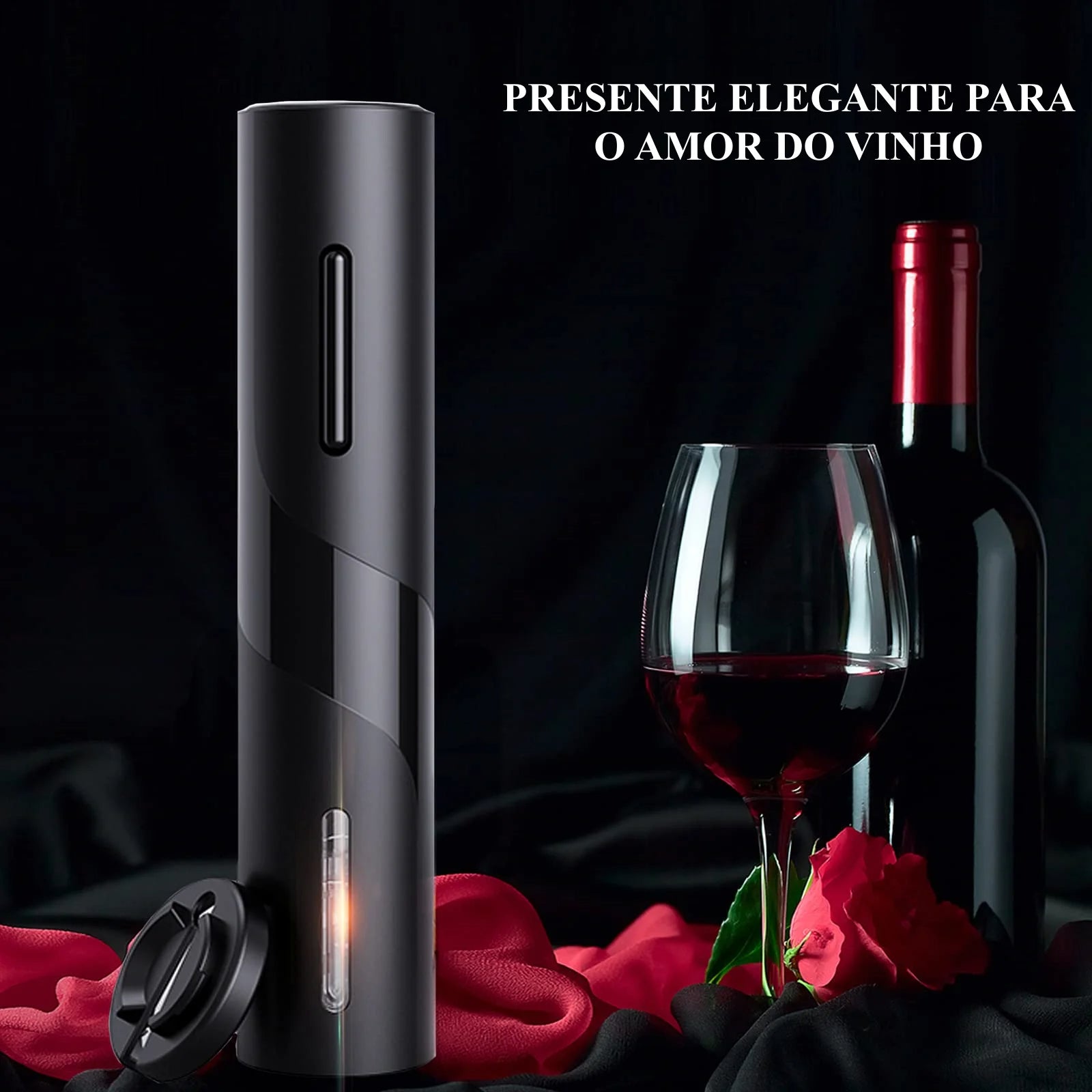 Abridor de Vinho Elétrico Premium Castiliani, com kit completo incluindo cortador de rótulo, aerador e rolha de preservação