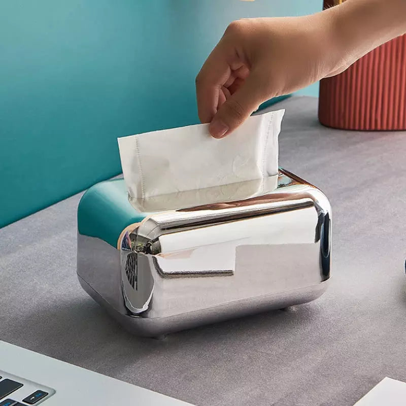 Caixa Porta Lenço Umedecido e Papel Cromado Castiliani com design elegante, ideal para organizar o banheiro com estilo e sofisticação.