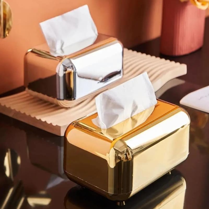 Caixa Porta Lenço Umedecido e Papel Cromado Castiliani com design elegante, ideal para organizar o banheiro com estilo e sofisticação.