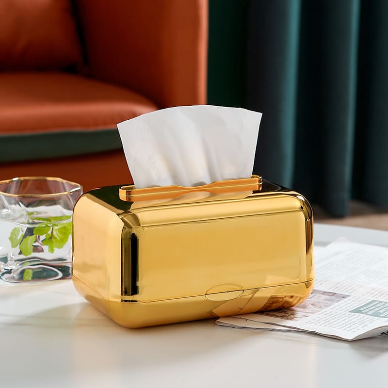 Caixa Porta Lenço Umedecido e Papel Cromado Castiliani com design elegante, ideal para organizar o banheiro com estilo e sofisticação.