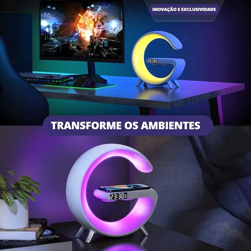 Carregador por Indução + Luminária Castiliani com Despertador