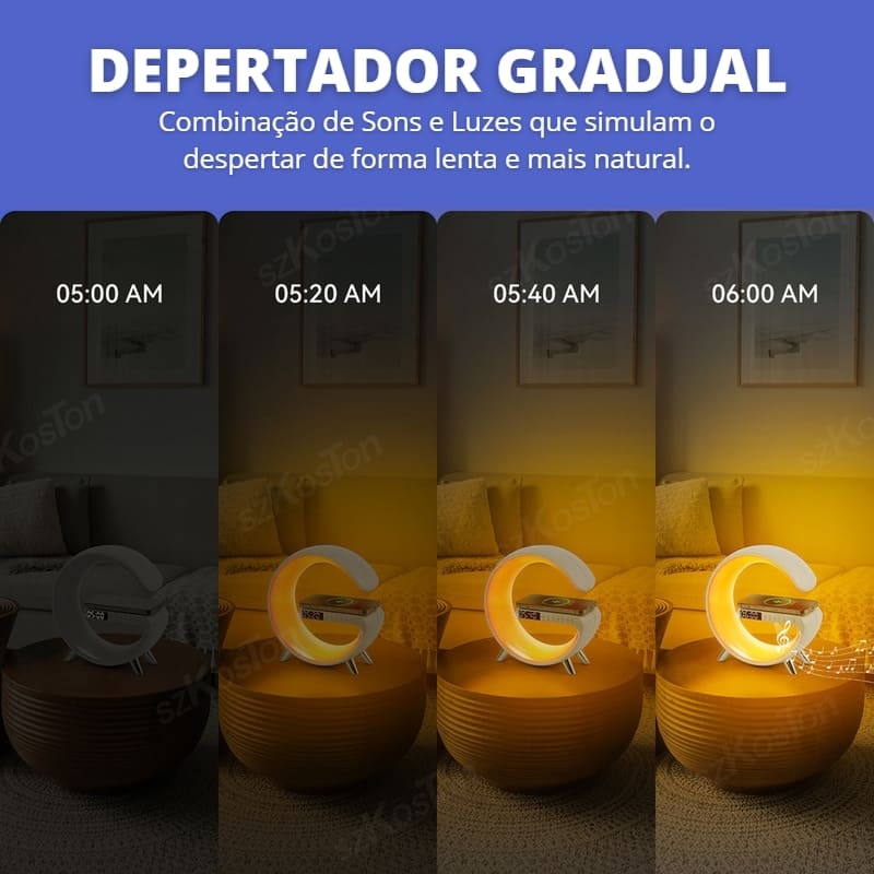 Carregador por Indução + Luminária Castiliani com Despertador