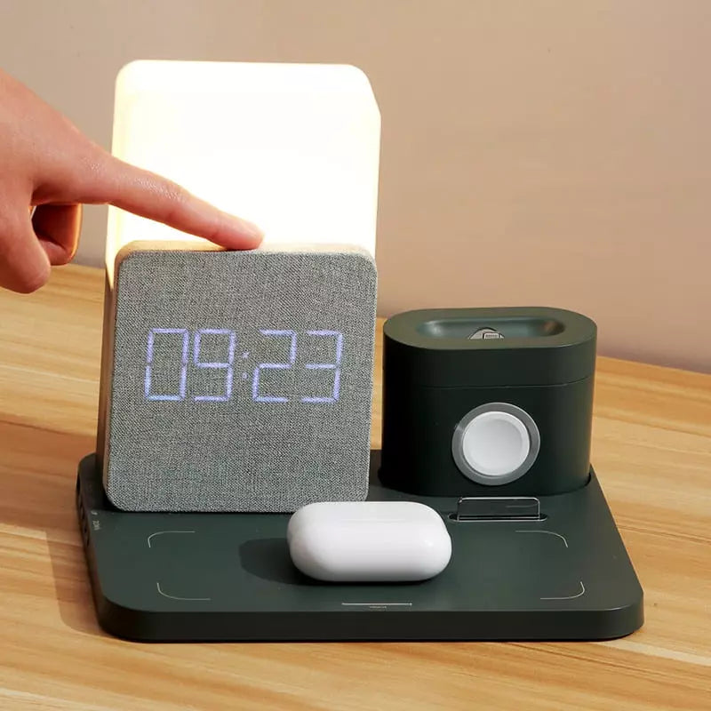 Carregador por Indução Luminária de Mesa e Despertador Castiliani, ideal para quartos com design moderno e funcionalidade prática