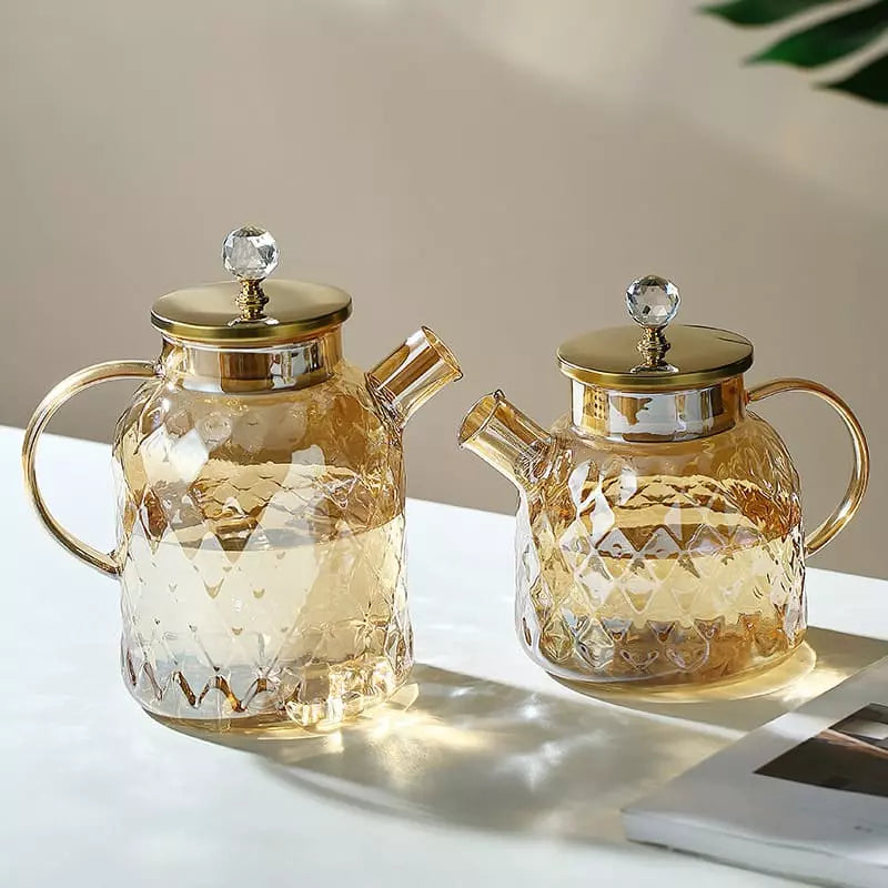 Chaleira de Vidro Borossilicato com Tampa de Inox Castiliani, elegante e resistente ao calor