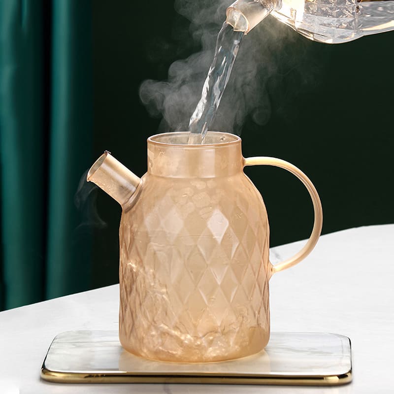 Chaleira de Vidro Borossilicato com Tampa de Inox Castiliani, elegante e resistente ao calor