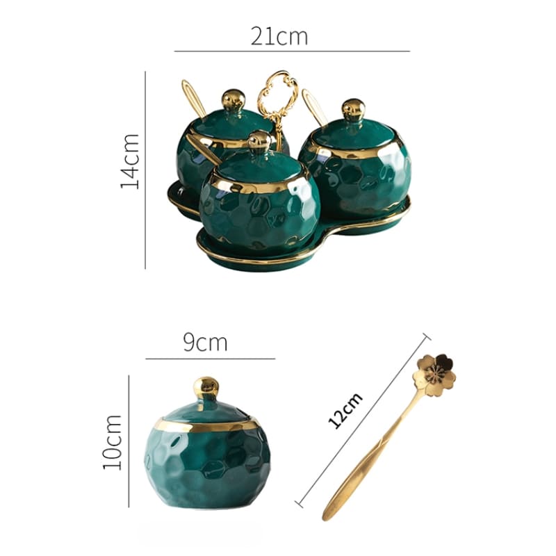 Conjunto de Potes Cerâmica Kit Açucareiro e Saleiro Castiliani, ideal para organização com estilo na cozinha