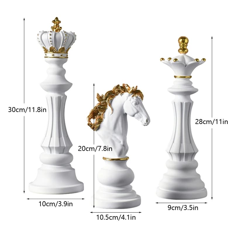 Decoração de Mesa Resina Estátua Peças de Xadrez Castiliani, elegância e estilo para ambientes sofisticados