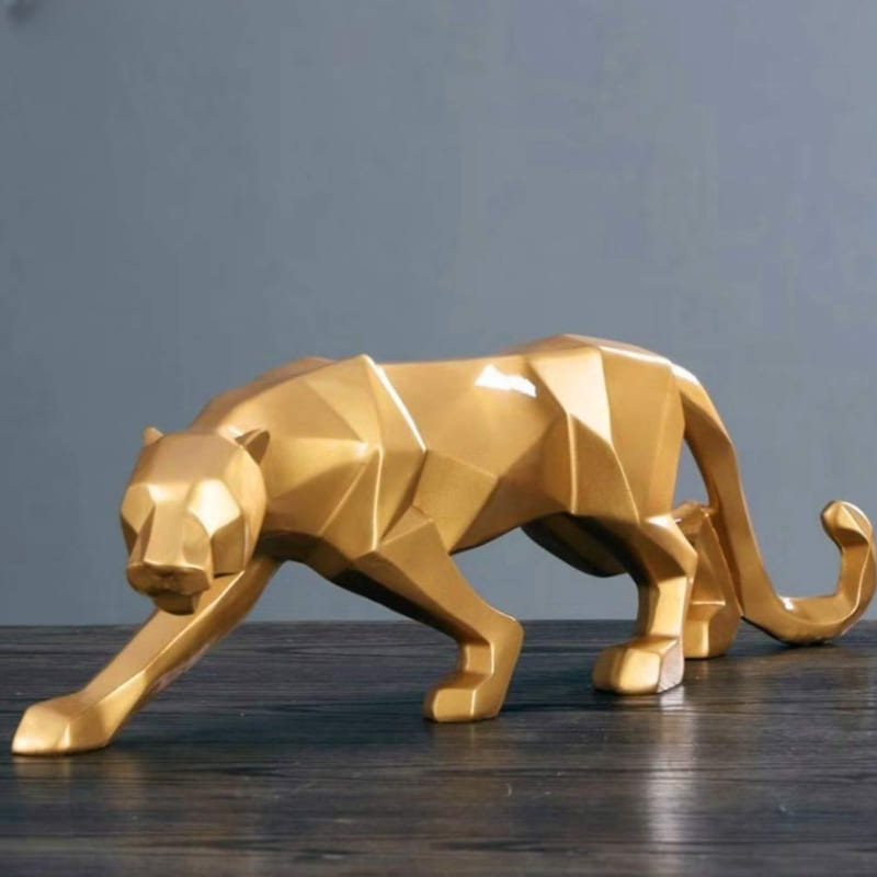 Decoração de Mesa de Resina Estátua Leopardo Castiliani, peça sofisticada e elegante para ambientes modernos