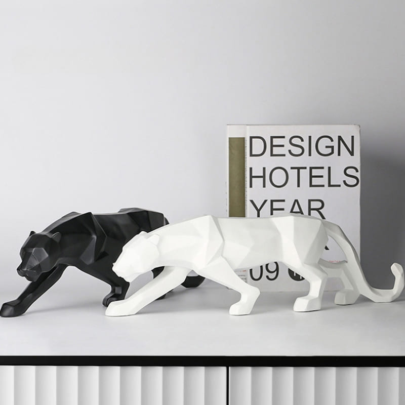 Decoração de Mesa de Resina Estátua Leopardo Castiliani, peça sofisticada e elegante para ambientes modernos