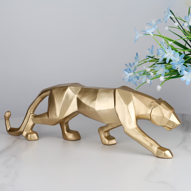 Decoração de Mesa de Resina Estátua Leopardo Castiliani, peça sofisticada e elegante para ambientes modernos