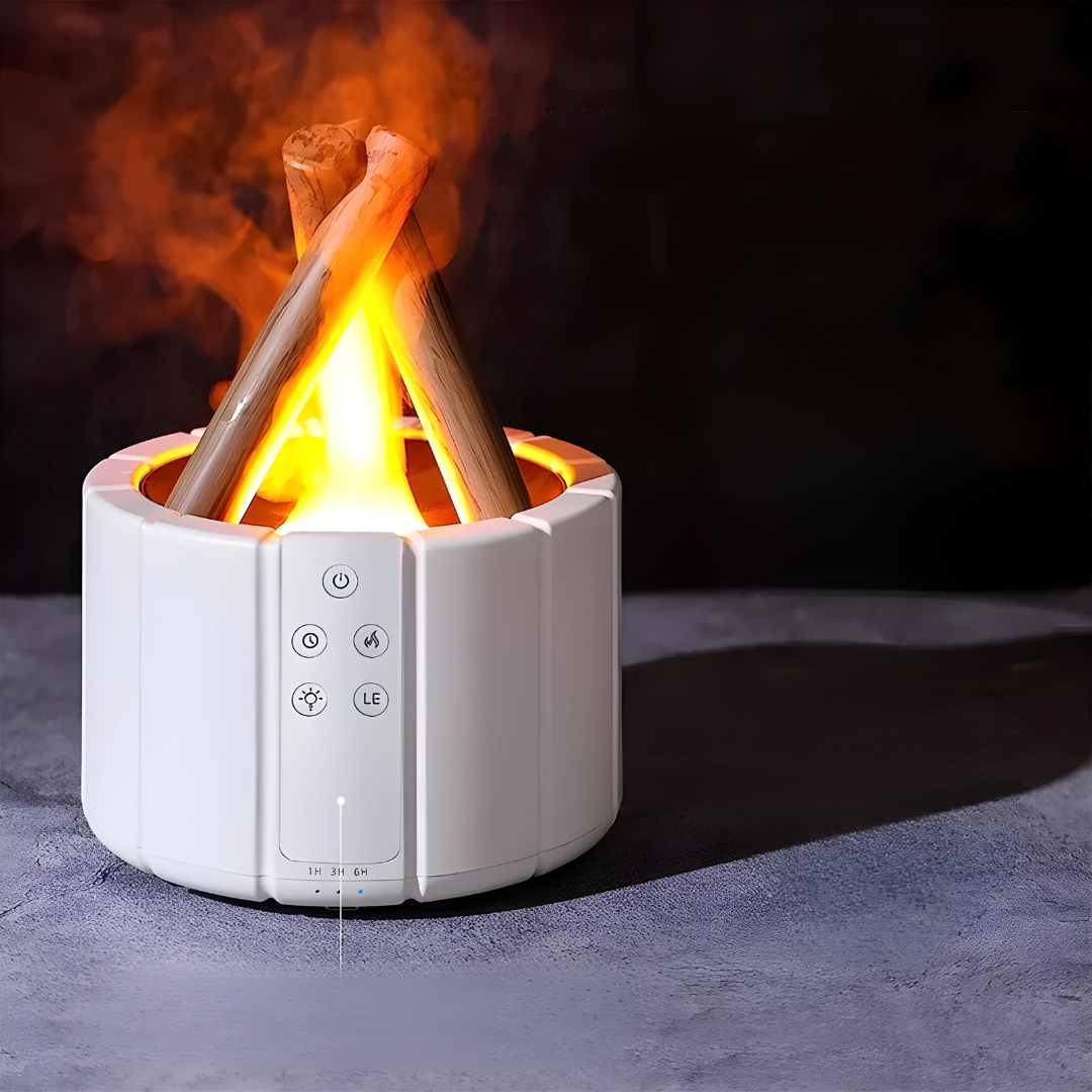 Difusor de Óleo Essencial Lareira Portátil Castiliani, ideal para aromaterapia e umidificação com design elegante