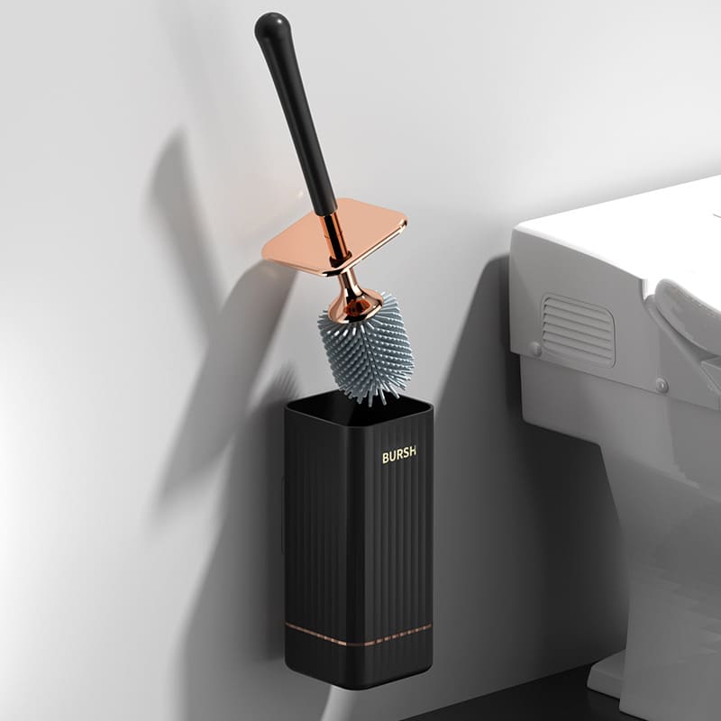 Escova Sanitária de Silicone com Suporte Castiliani, resistente e flexível para limpeza eficiente do banheiro