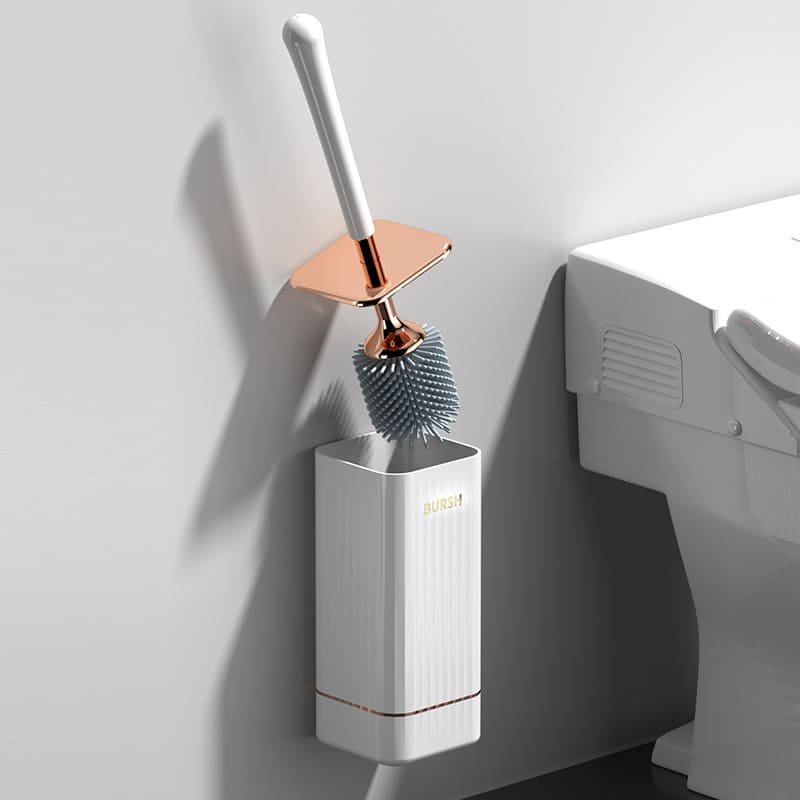 Escova Sanitária de Silicone com Suporte Castiliani, resistente e flexível para limpeza eficiente do banheiro