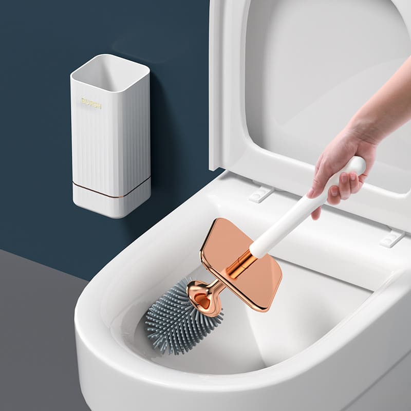 Escova Sanitária de Silicone com Suporte Castiliani, resistente e flexível para limpeza eficiente do banheiro
