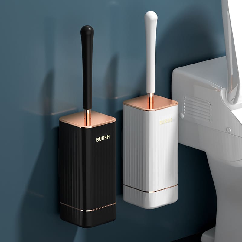Escova Sanitária de Silicone com Suporte Castiliani, resistente e flexível para limpeza eficiente do banheiro