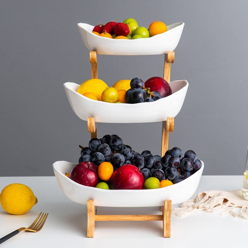 Fruteira de Mesa Cesta de Fruta Bambu Castiliani, ideal para organizar frutas e servir com estilo