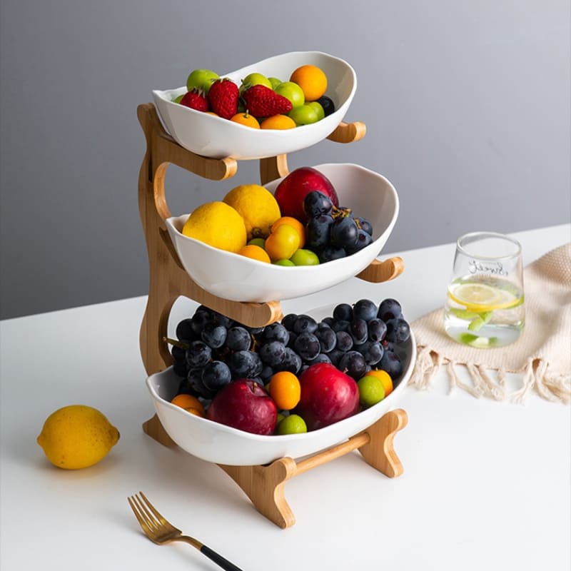 Fruteira de Mesa Cesta de Fruta Bambu Castiliani, ideal para organizar frutas e servir com estilo