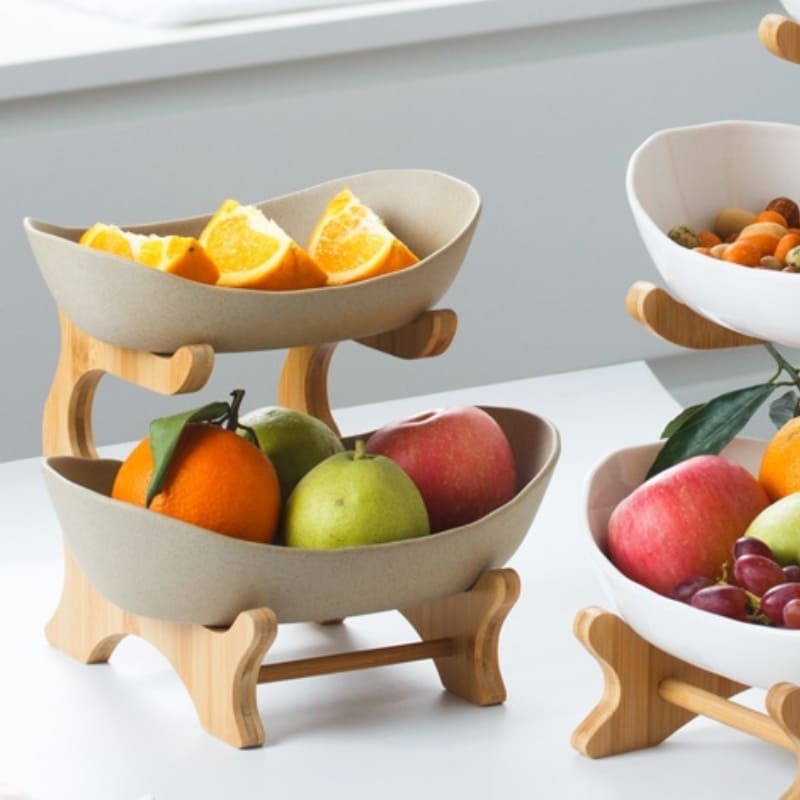 Fruteira de Mesa Cesta de Fruta Bambu Castiliani, ideal para organizar frutas e servir com estilo