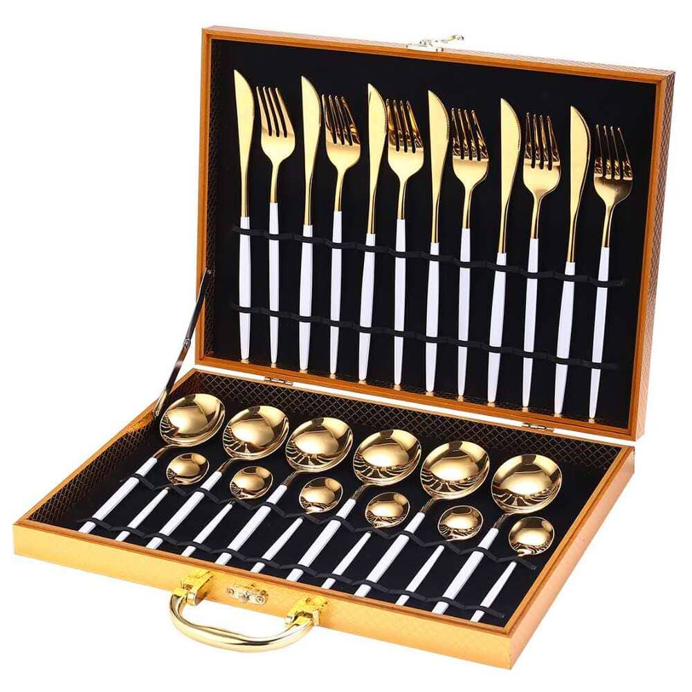 Jogo de Talheres Inox 24 Peças Premium Castiliani, com design sofisticado e ideal para mesas elegantes