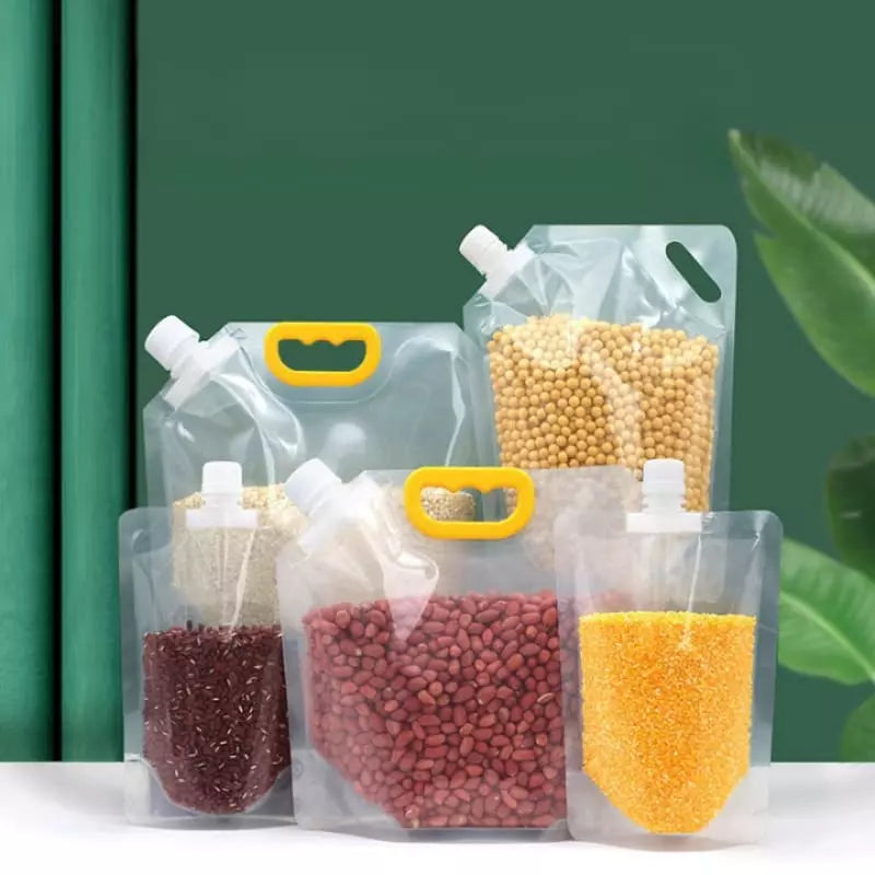 Kit 10 Sacos de Armazenamento Dispenser de Alimentos Castiliani, ideal para conservar alimentos secos com praticidade