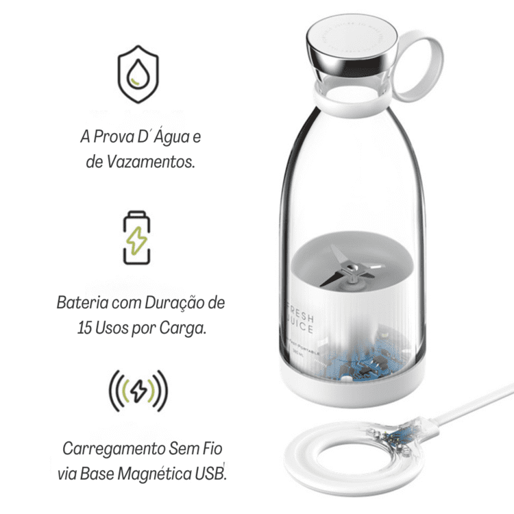 Liquidificador Portátil e Mixer Sem Fio Castiliani, ideal para misturar e preparar bebidas com praticidade e versatilidade