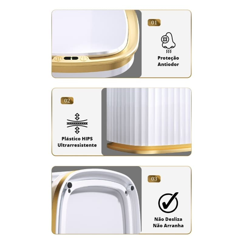 Lixeira Automática com Sensor Inteligente Castiliani, perfeita para banheiro e cozinha com tecnologia avançada