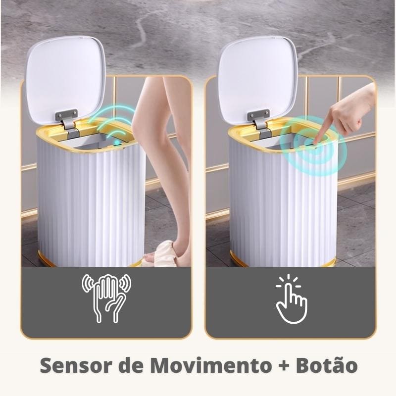 Lixeira Automática com Sensor Inteligente Castiliani, perfeita para banheiro e cozinha com tecnologia avançada