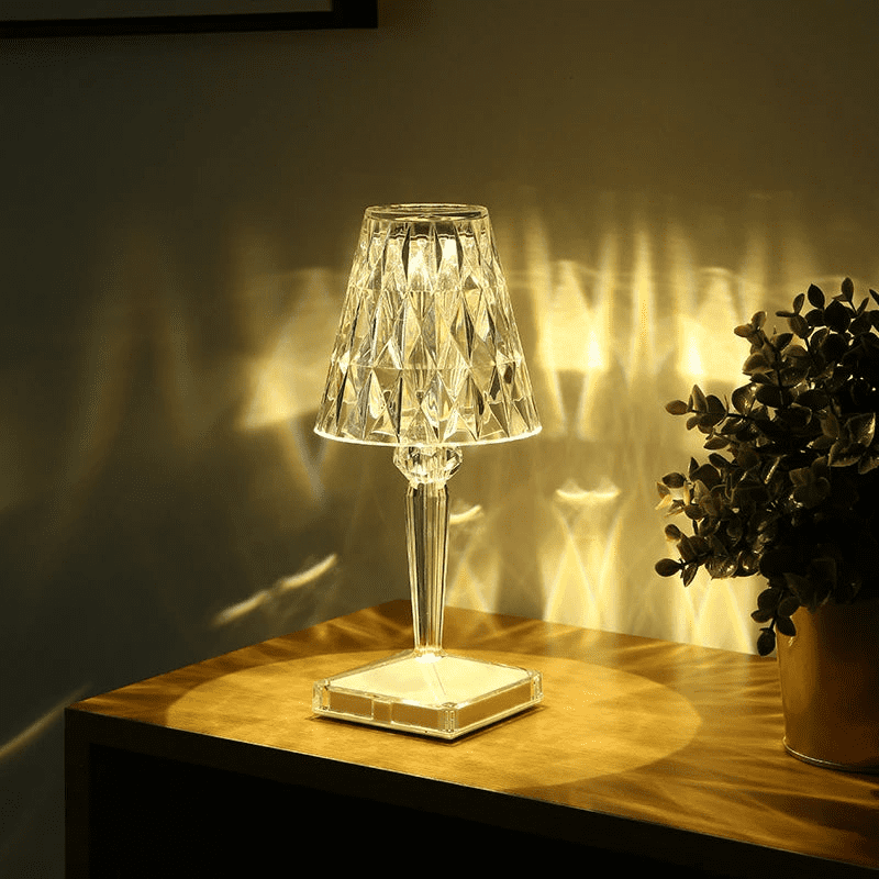 Luminária de Mesa LED Diamante USB 3 em 1 Sem Fio Castiliani, com 3 modos de iluminação e design elegante