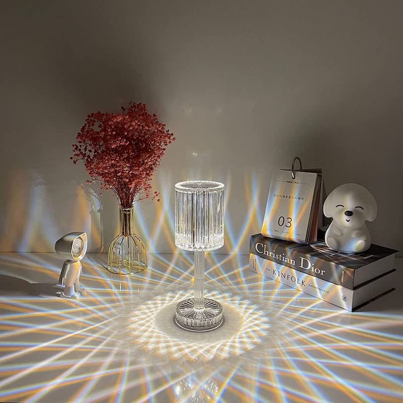 Luminária de Mesa LED Recarregável Sem Fio Cristal Castiliani