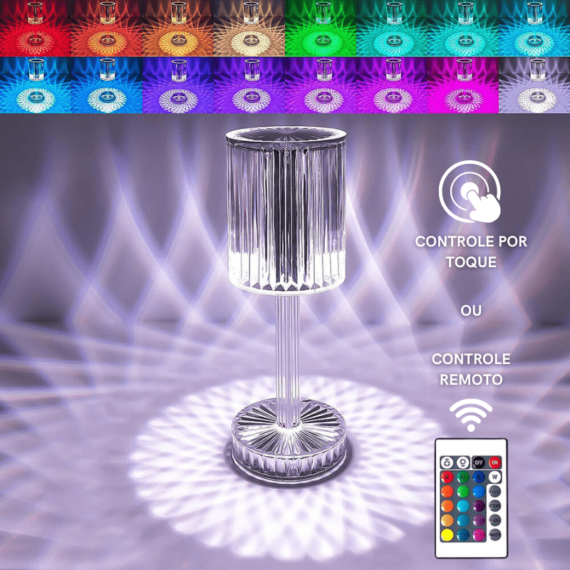 Luminária de Mesa LED Recarregável Sem Fio Cristal Castiliani