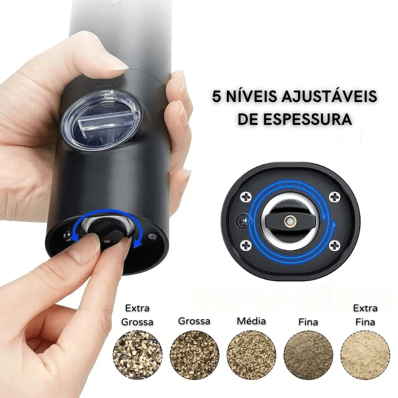 Moedor de Pimenta, Temperos e Sal Himalaia Elétrico Castiliani, ideal para uso na cozinha com design prático
