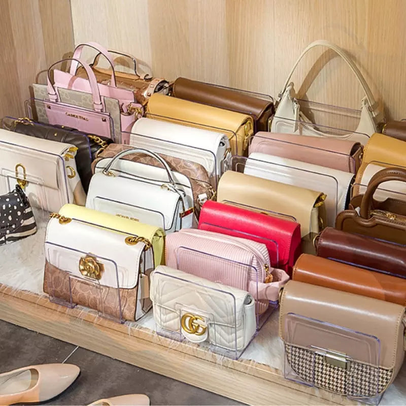Organizador de Bolsa Acrílico com Divisória Castiliani, perfeito para organizar suas bolsas com elegância e praticidade