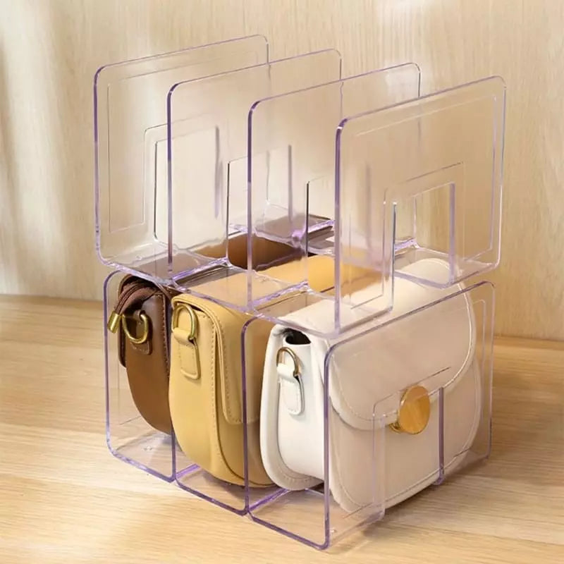Organizador de Bolsa Acrílico com Divisória Castiliani, perfeito para organizar suas bolsas com elegância e praticidade