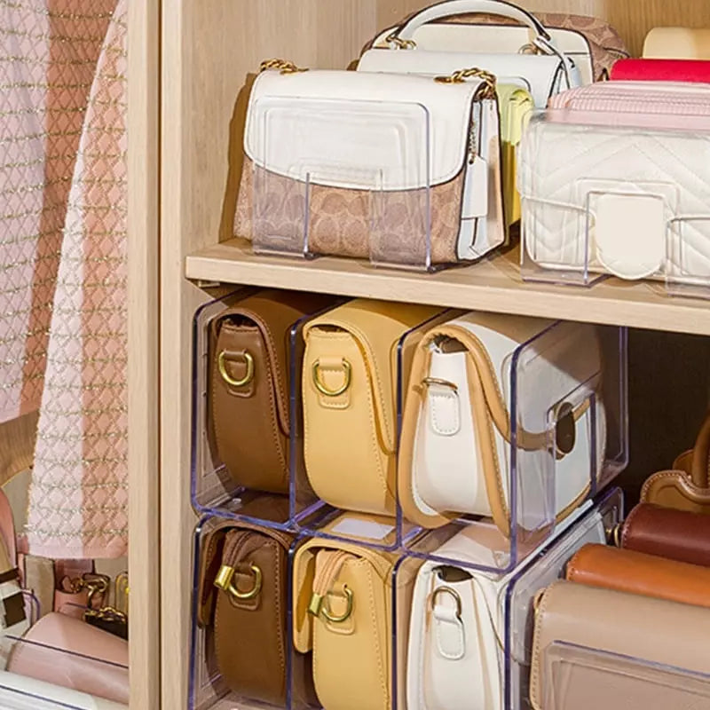 Organizador de Bolsa Acrílico com Divisória Castiliani, perfeito para organizar suas bolsas com elegância e praticidade
