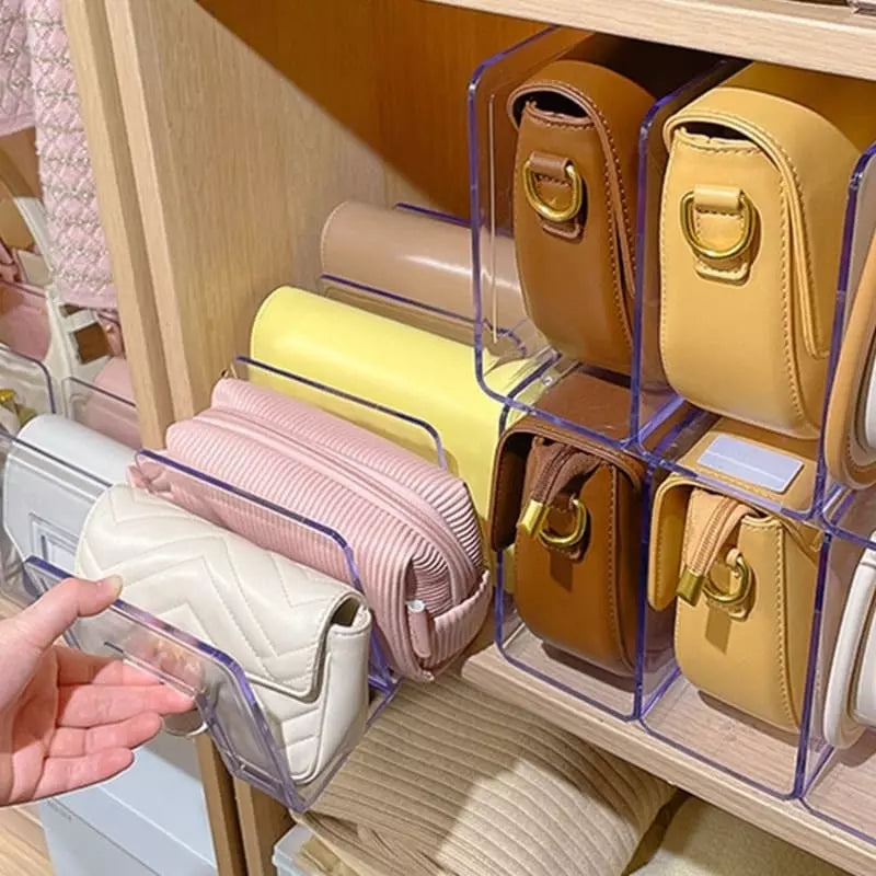 Organizador de Bolsa Acrílico com Divisória Castiliani, perfeito para organizar suas bolsas com elegância e praticidade