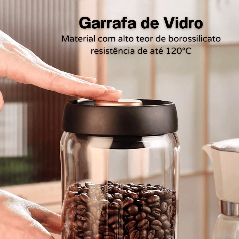 Pote de Vidro com Tampa Hermética Café a Vácuo Castiliani