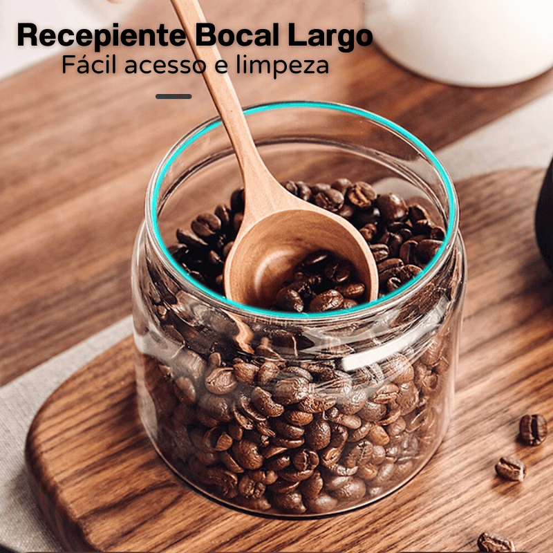 Pote de Vidro com Tampa Hermética Café a Vácuo Castiliani