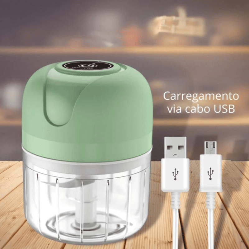 Processador de Alimentos Mini Elétrico USB Portátil Castiliani, ideal para triturar alimentos com praticidade e portabilidade