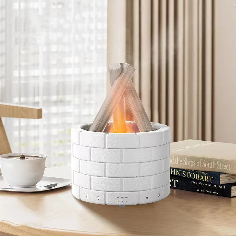 Difusor de Óleo Essencial Lareira Portátil Castiliani, ideal para aromaterapia e umidificação com design elegante