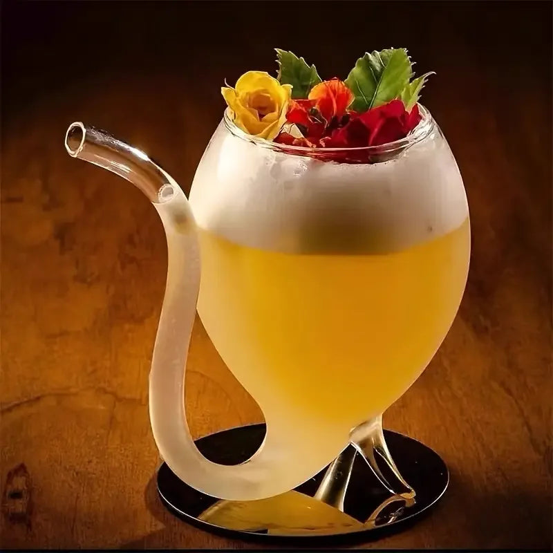 Copo de Drink com Canudo de Vidro Castiliani