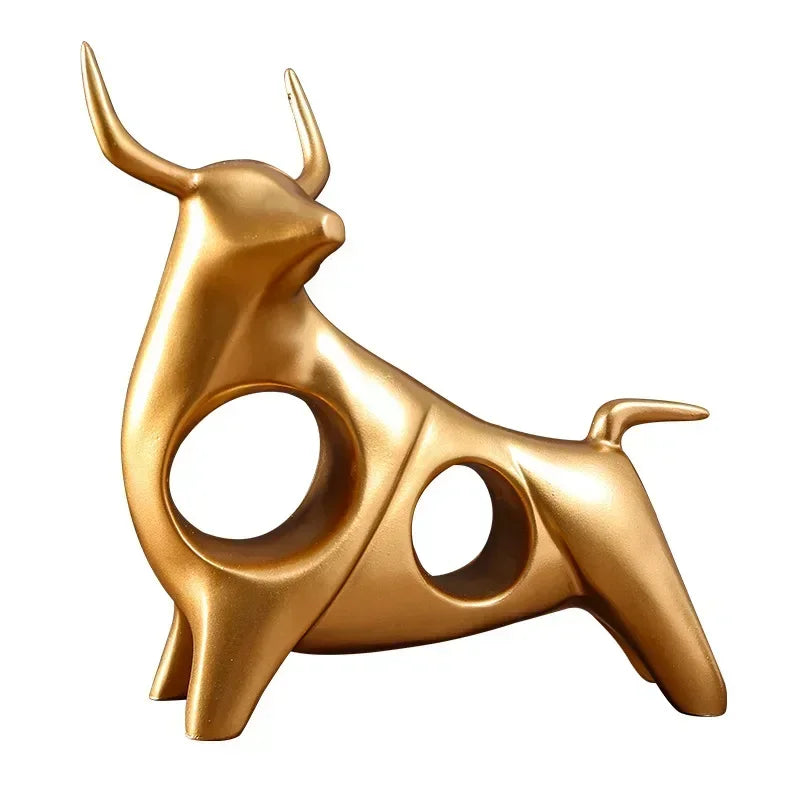 Escultura de Touro Dourado Abstrata Castiliani