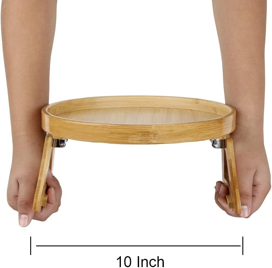 Bandeja de Bambu para Braço do Sofá Castiliani, prática e ideal para espaços compactos.