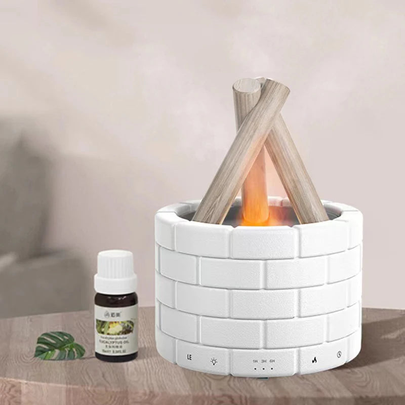 Difusor de Óleo Essencial Lareira Portátil Castiliani, ideal para aromaterapia e umidificação com design elegante