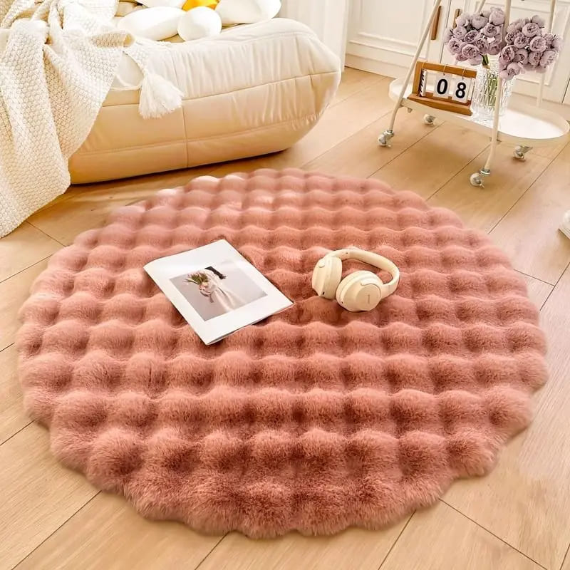 Tapete Para Sala Redondo Peludo Quarto Pelúcia Felpudo da Castiliani